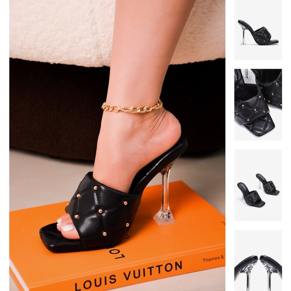 New! Cape Robbin Cecilla Brown and Gold Studded Mule Open Toed Heel Size 7.5 - Picture 9 of 9